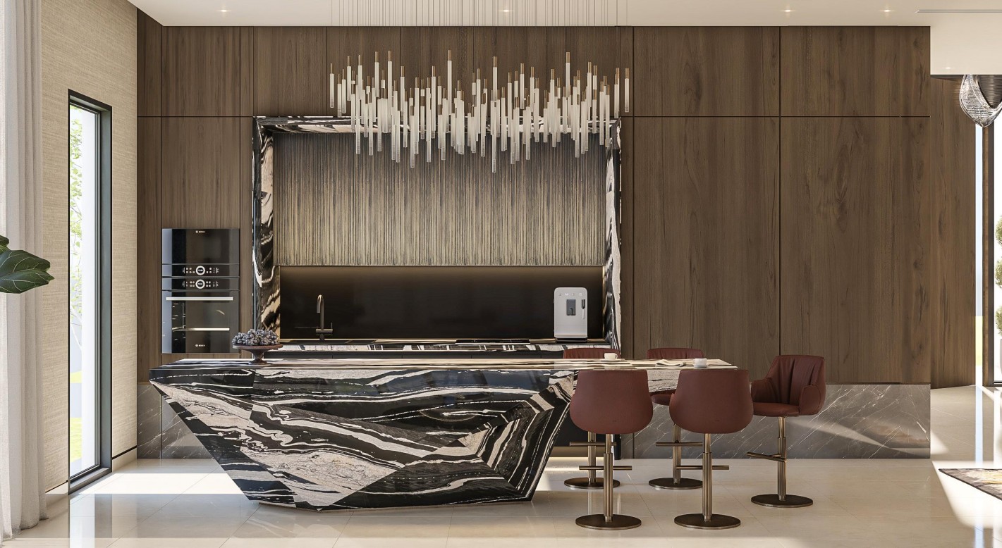 Interior design render before realization
