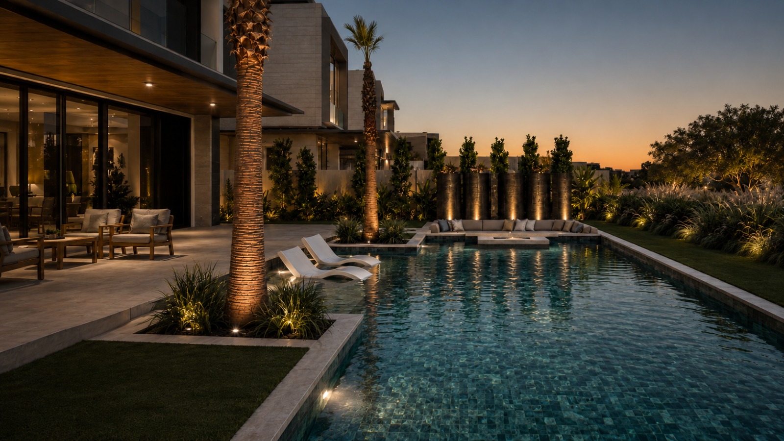 Luxury outdoor pool and landscape